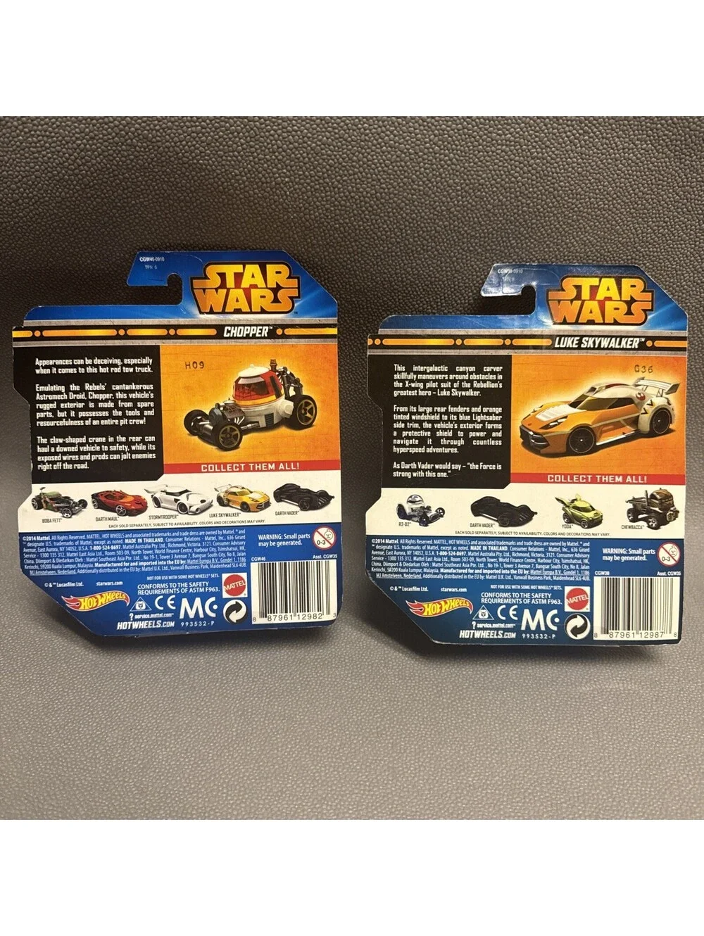Star Wars Hot Wheel Character Lot  Of 4 Boba Fett Luke Skywalker C-3PO Chopper